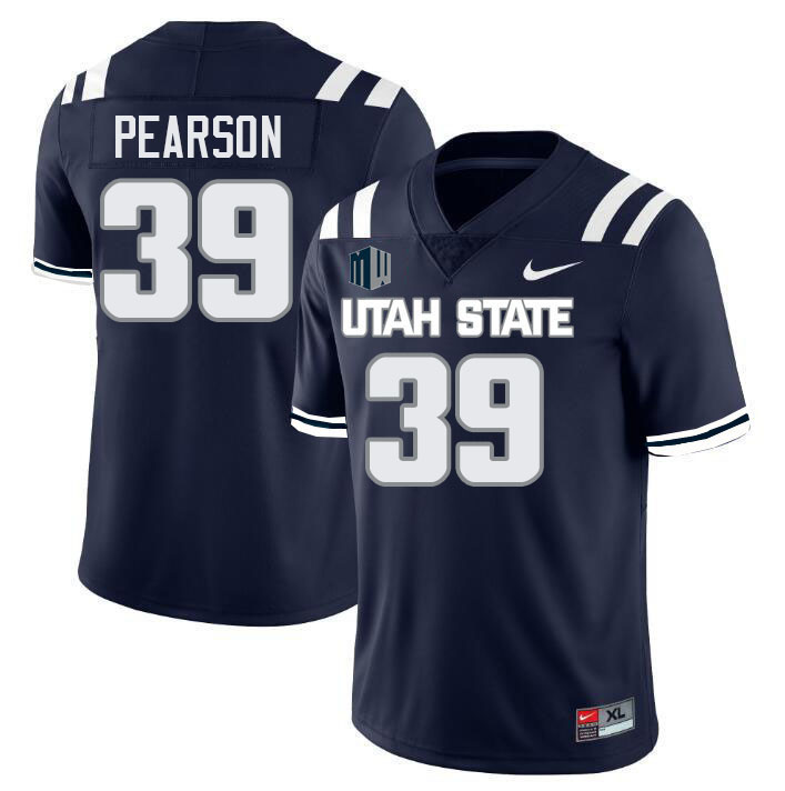 Utah State Aggies #39 Jadon Pearson College Football Jerseys Stitched-Navy